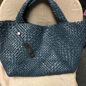 FALOR Woven Leather Tote Shoulder Bag 7349